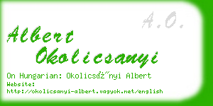 albert okolicsanyi business card